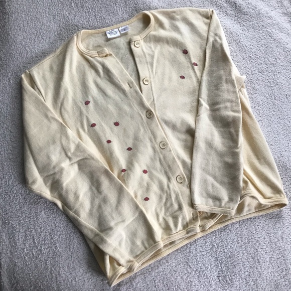 Vintage Yellow Ladybug Cardigan 
